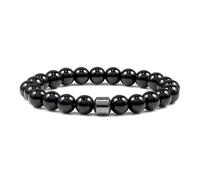 mnopx Set di 3 braccialetti regolabili anti-ansia, braccialetti in pietra naturale, adatti come regalo di compleanno for la festa della mamma.(Black 1)