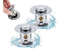 MnPalettey 2pcs Flixfilter Drain, Flixs Filter Sink Stopper - Holuvo Tappo per lavello, Tappo Universale Pop-up per lavandino del Bagno per Cucina, Vasca, lavabo (Argento)