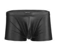 MNRIUOCII Boxer da uomo, effetto bagnato, con chiusura lampo, effetto pelle elasticizzata, in lattice, biancheria intima, clubwear erotica, lingerie sexy da uomo, A nero, XXL