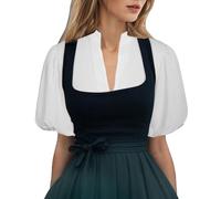 MNRIUOCII Dirndl Camicetta da donna in pizzo bianco, con scollo a V, colore bianco, con maniche ad ali, grandi dimensioni, per Oktoberfest, bavarese, camicetta per matrimoni, K bianco., S