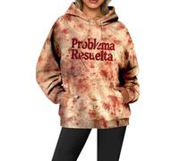 MNRIUOCII Felpa con cappuccio da donna con scritta in lingua tedesca "orrore", per Halloween, per lo streetwear, per lo sport, a maniche lunghe, con cappuccio, motivo sangue, con cappuccio, Rosso 4