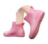 MNRIUOCII Stivali di gomma corti da donna, da giardino, traspiranti, impermeabili, in gomma, vintage, leggeri, casual, da giardino, antiscivolo, a mezza altezza, Colore: rosa., 37 EU