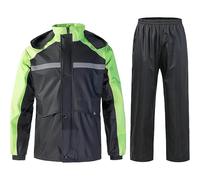 MNRIUOCII Tuta antipioggia da uomo, a maniche lunghe, impermeabile, con elastico in vita, giacca con cappuccio, giacca antipioggia + pantaloni da pioggia, impermeabile traspirante con cappuccio