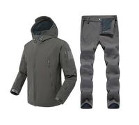 MNRIUOCII Tuta tattica da uomo, in pile softshell, antivento, calda, invernale, giacca tattica e pantaloni, set da 2 pezzi, impermeabile, mimetica militare, grigio., XL
