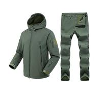 MNRIUOCII Tuta tattica da uomo, in pile softshell, antivento, calda, invernale, giacca tattica e pantaloni, set da 2 pezzi, impermeabile, mimetica militare, verde, M