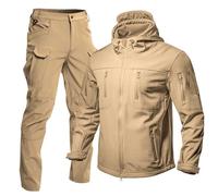 MNRIUOCII Tuta tattica da uomo, tuta mimetica, 2 pezzi, giacca a vento tattica, giacca e pantaloni, impermeabile, calda, invernale, set di allenamento tattico militare, abbigliamento da caccia, cachi