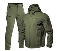 MNRIUOCII Tuta tattica da uomo, tuta mimetica, 2 pezzi, giacca a vento tattica, giacca e pantaloni, impermeabile, calda, invernale, set di allenamento tattico militare, abbigliamento da caccia, verde