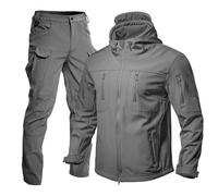 MNRIUOCII Tuta tattica da uomo, tuta mimetica, 2 pezzi, giacca a vento tattica, giacca e pantaloni, impermeabile, calda, invernale, set di allenamento tattico militare, abbigliamento da caccia, grigio