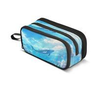 Mnsruu A Dreamy Blue Sky Whale Grande Capacità Astuccio 3 Scomparti Porta Articoli per la Scuola Ragazzi Ragazze, Multicolore, Taglia unica, Organizer per borse