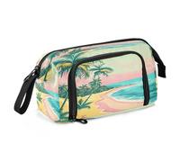 Mnsruu A Sea Beach e scena tropicale astuccio grande capacità astuccio portapenne astuccio matita scatola cancelleria ufficio organizzatore borsa per ragazzi ragazze, Una spiaggia di mare e scena