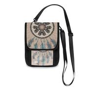 Mnsruu Acchiappasogni romantico portafoglio da viaggio Boho con piume porta passaporto porta carte di credito gadget borsa unisex portafoglio da viaggio portafoglio da viaggio con tracolla regolabile,