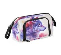 Mnsruu Art Wolf Moon Theme Astuccio grande capacità astuccio portapenne astuccio portapenne cancelleria ufficio organizzatore borsa per ragazzi ragazze, Tema Art Wolf Moon, Taglia unica, alla moda