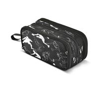 Mnsruu Astuccio a 3 scomparti con silhouette di giocatori di basket, astuccio portapenne, astuccio per la scuola, portatile, per ragazze e ragazzi