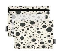 Mnsruu Astuccio a pois per raccoglitori a 3 anelli, 2 astucci per matite con cerniera, finestra trasparente con cerniera, astuccio per matite per forniture per ufficio, Multicolore, Taglia unica