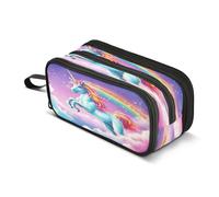 Mnsruu Astuccio con glitter arcobaleno e unicorno, grande capacità, 3 scomparti, per ragazzi e ragazze, Multicolore, Taglia unica, Organizer per borse