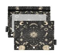 Mnsruu Astuccio con segni zodiacali Roma per raccoglitori a 3 anelli, 2 astucci per matite con cerniera, finestra trasparente con cerniera, astuccio per matite per forniture per ufficio, Multicolore
