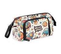 Mnsruu Astuccio di grande capacità, con astronave in stile cartone animato con astronave carina con scritta "La parola", astuccio per cancelleria, per scuola, università, ufficio, per adolescenti,