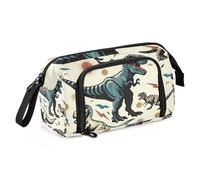 Mnsruu Astuccio di grande capacità, con disegno a mano con dinosauri arrabbiati, astuccio per cancelleria, per scuola, università, ufficio, per adolescenti, adulti e studenti, Disegna a mano Dinosauri