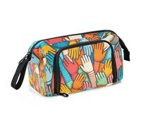 Mnsruu Astuccio di grande capacità, con diverse persone colorate e colorate, astuccio per cancelleria, per scuola, università, ufficio, per adolescenti, adulti, studenti, Diverse mani colorate
