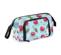 Mnsruu Astuccio di grande capacità, con foglie di ciliegio rosse, astuccio per cancelleria, per scuola, università, ufficio, per adolescenti, adulti e studenti, Foglia di cilie, Taglia unica,