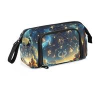 Mnsruu Astuccio di grande capacità, con le dodici stelle dello zodiaco nel cielo notturno, astuccio portapenne per scuola, università, ufficio, organizer per adolescenti, adulti e studenti, Le dodici