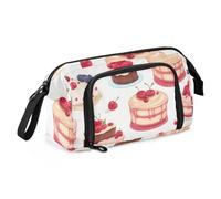 Mnsruu Astuccio di grande capacità, con motivo torta di ciliegie, portapenne, astuccio per cancelleria, scuola, università, ufficio, organizer per adolescenti, adulti e studenti, Torte di ciliegie,