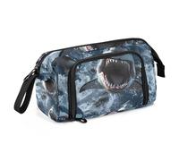 Mnsruu Astuccio di grande capacità, con squali feroci che si caricano verso la fotocamera, astuccio per penne, astuccio per cancelleria, scuola, università, ufficio, organizer per adolescenti, adulti