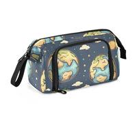 Mnsruu Astuccio di grande capacità, con stelle, stelle, nuvole, cielo, portapenne, astuccio per cancelleria, scuola, università, ufficio, organizer per adolescenti, adulti e studenti, Terra Stelle