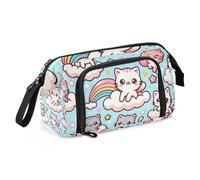 Mnsruu Astuccio di grande capacità, Kawaii con simpatici gatti nel cielo, astuccio portapenne per scuola, università, ufficio, organizer per adolescenti, adulti e studenti, Gatti carini Kawaii nel