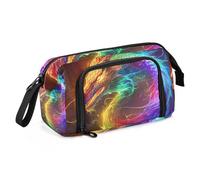 Mnsruu Astuccio di grande capacità, un drago arcobaleno con occhi luminosi, astuccio porta penne, astuccio per cancelleria, scuola, università, ufficio, organizer per adolescenti, adulti e studenti,