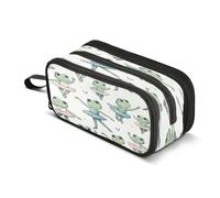 Mnsruu Astuccio grande a 3 scomparti con ballerina e rane per la scuola, per ragazzi e ragazze, Multicolore, Taglia unica, Organizer per borse