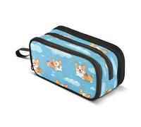 Mnsruu Astuccio grande con 3 scomparti, con scritta "Dog Soar in the Clouds", per ragazzi e ragazze, Multicolore, Taglia unica, Organizer per borse