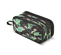 Mnsruu Astuccio grande con 3 scomparti, motivo cactus in fiore, con puntini dorati, per ragazzi e ragazze, Multicolore, Taglia unica, Organizer per borse