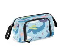 Mnsruu Astuccio grande con balena che indossa un cappello, astuccio portapenne per cancelleria, ufficio, organizer per ragazzi e ragazze, Balena che indossa un cappello, Taglia unica, alla moda