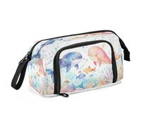 Mnsruu Astuccio per matite con coppia di pesci marini, grande capacità, astuccio per cancelleria per ufficio e scuola, Multicolore, Zaino per la scuola