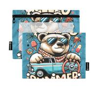 Mnsruu Astuccio per matite per raccoglitore a 3 anelli, astuccio per matite e cosmetici, con cerniera trasparente, per ufficio, viaggi, cosmetici, confezione da 2, Fresco Driver Bear Cartoon, one