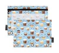 Mnsruu Astuccio per matite per torte per raccoglitori a 3 anelli, 2 astucci per matite con cerniera, finestra trasparente con cerniera, astuccio per matite per forniture per ufficio, Multicolore