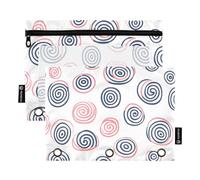 Mnsruu Astuccio per raccoglitori a 3 anelli, disegnato a mano, astuccio per matite e cosmetici, con cerniera trasparente, per ufficio, viaggi, cosmetici, confezione da 2, Disegnato a mano Swirl