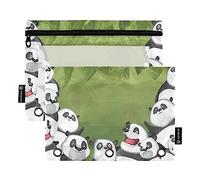 Mnsruu Astuccio portamatite con motivo pandas in Jungle per raccoglitore a 3 anelli, 2 pezzi, astuccio con cerniera, astuccio trasparente con cerniera, astuccio per matite per scuola e ufficio,