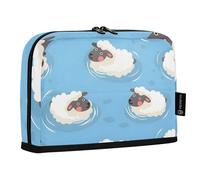 Mnsruu Astuccio portamatite con pecore che nuotano in piedi, grande capacità, per ragazzi e ragazze, multistrato, portapenne, organizer per cancelleria per scuola, ufficio, lavoro