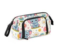 Mnsruu Astuccio portamatite di grande capacità, carino cartone animato piccolo elefante piccola margherita astuccio portapenne astuccio porta cancelleria scuola università ufficio organizzatore per