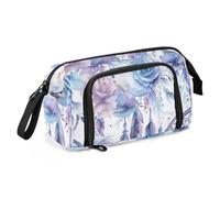 Mnsruu Astuccio portamatite di grande capacità, motivo acchiappasogni con rose viola, astuccio per cancelleria, scuola, università, ufficio, organizer per adolescenti, adulti e studenti,