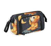 Mnsruu Astuccio portamatite di grande capacità, motivo astronauta con gatto e luna, astuccio per cancelleria, per scuola, università, ufficio, per adolescenti, adulti e studenti, Astronauta Cat Moon,