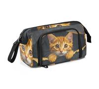 Mnsruu Astuccio portamatite di grande capacità, motivo gatto arancione da parete, astuccio per cancelleria, per scuola, università, ufficio, per adolescenti, adulti, studenti, Gatto arancione nel