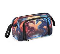 Mnsruu Astuccio portapenne con due draghi e un altro rosso e blu di grande capacità, per cancelleria, ufficio, per ragazzi e ragazze