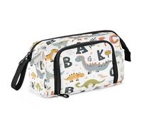 Mnsruu Astuccio portapenne con parole inglesi e dinosauri, grande capacità, per cancelleria, ufficio, per ragazzi e ragazze, Parole inglesi dinosauro, Taglia unica, alla moda