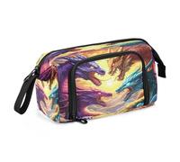 Mnsruu Astuccio portapenne con quattro draghi di grande capacità, per cancelleria, ufficio, per ragazzi e ragazze