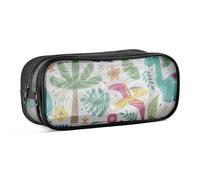 Mnsruu Astuccio scolastico con dinosauri e foglie, astuccio per ragazze, ragazzi, adolescenti, studenti, 24 x 10,5 x 8 cm, #01, Taglia unica, Adorabile