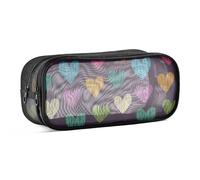 Mnsruu Astuccio scolastico con motivo a cuori colorati, per ragazze, ragazzi, adolescenti, studenti, 24 x 10,5 x 8 cm, #01, Taglia unica, Adorabile