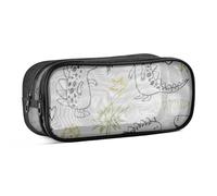 Mnsruu Astuccio scolastico con simpatici dinosauri schizzo su sfondo bianco, astuccio per ragazze, ragazzi, adolescenti, studenti, 24 x 10,5 x 8 cm, #01, Taglia unica, Adorabile